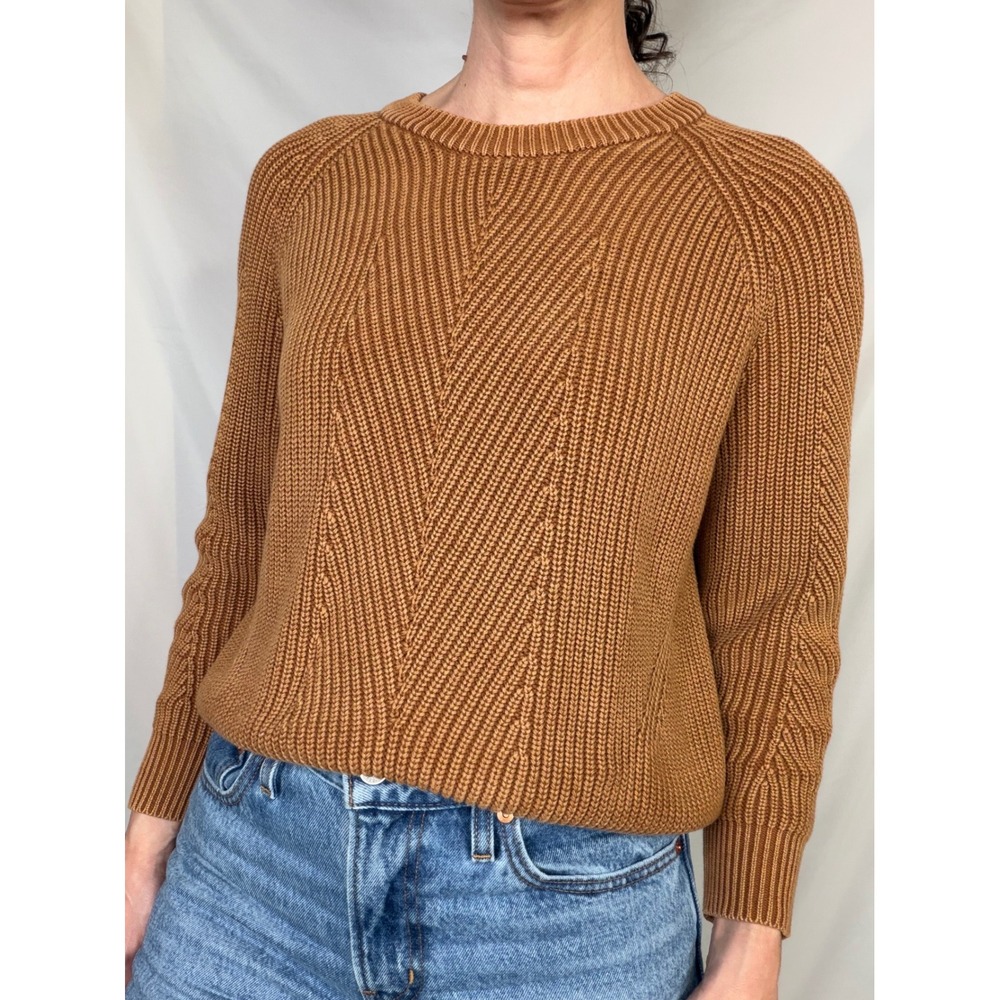 DemyLee New York Chelsea Cotton Ribbed Knit Crewneck Sweater Pecan Brown S - Picture 11 of 11